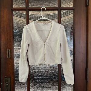 Cream Knit Cropped Sweater Coquette Cottagecore Romantic Fairy 100% Cotton